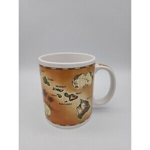 Treasures of Aloha Hawaiian Islands Vintage Map Coffee Mug Hawaii 10 oz